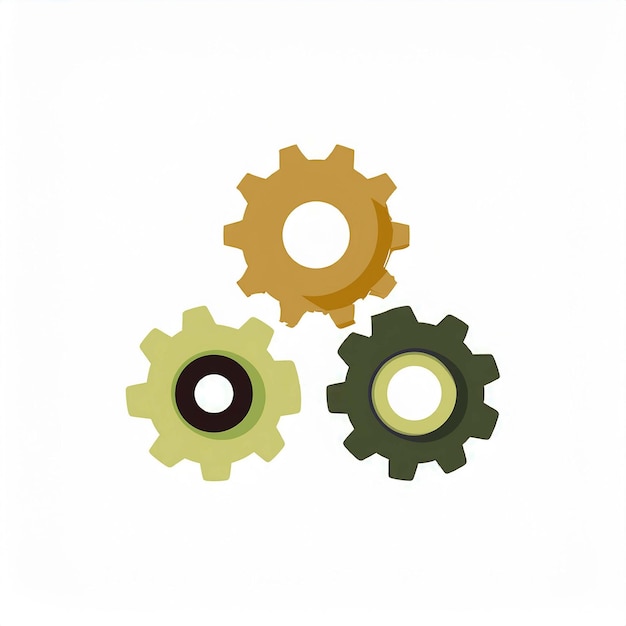 Vector a group of gears that are green and yellow