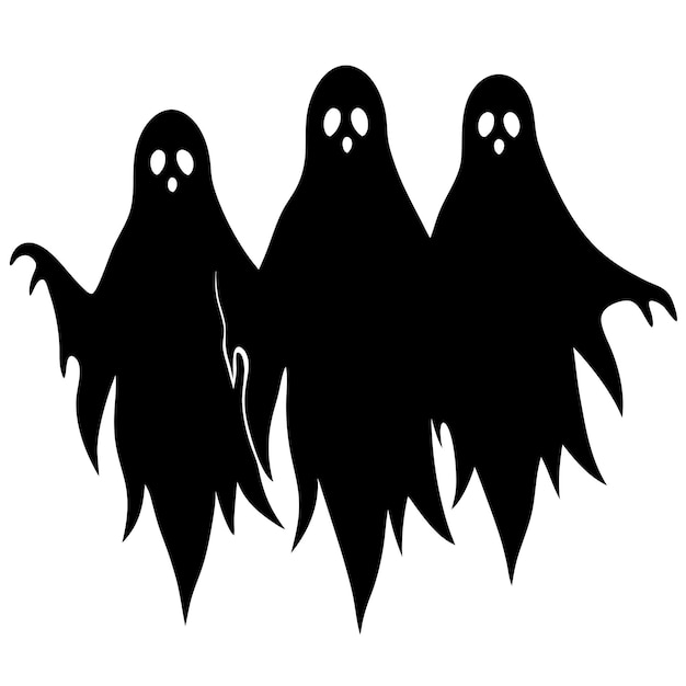 Vector a group of ghosts that are black and white