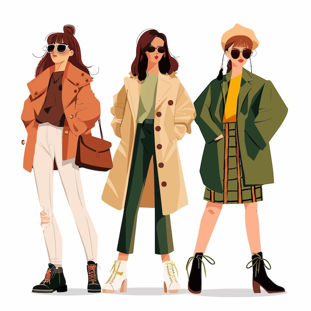 Vector a group of girls with sunglasses and a jacket that says the girl