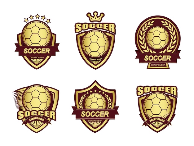 Group of golden soccer logo set.It's Winner concept