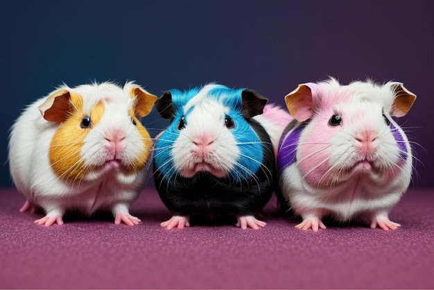 Vector a group of guinea pigs are lined up in a row