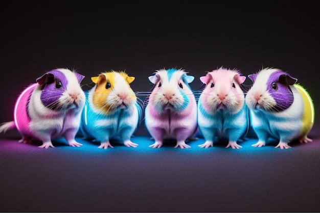 Vector a group of hamster figurines with their tails wrapped around their necks