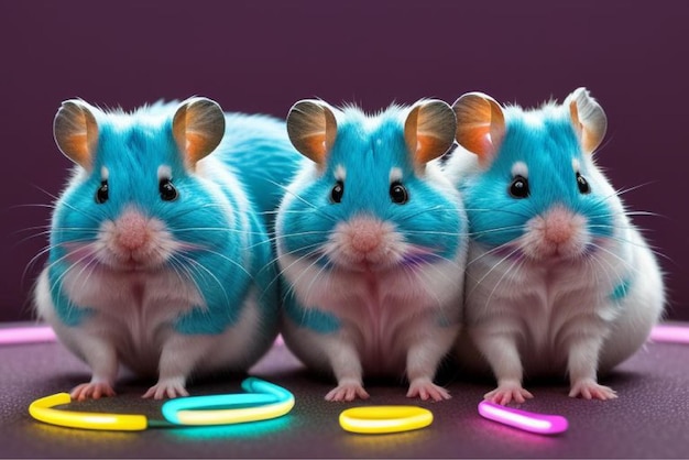 Vector a group of hamster playing with neon lights