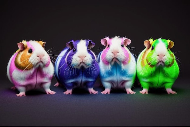 Vector a group of hamsters are lined up with their furs on their faces