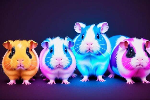 Vector a group of hamsters with a purple background