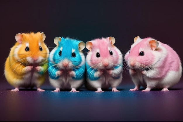 Vector a group of hamsters with their tails wrapped around their heads