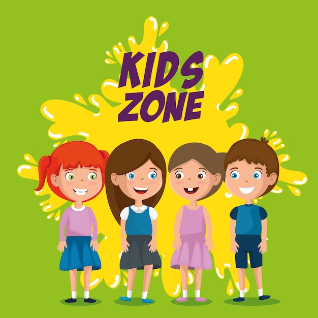 group of happy kids zone characters