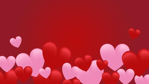 Group of heart on red background with copy space love and care decorative graphic design concept