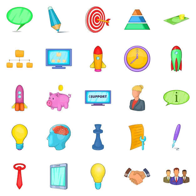 Group icons set, cartoon style