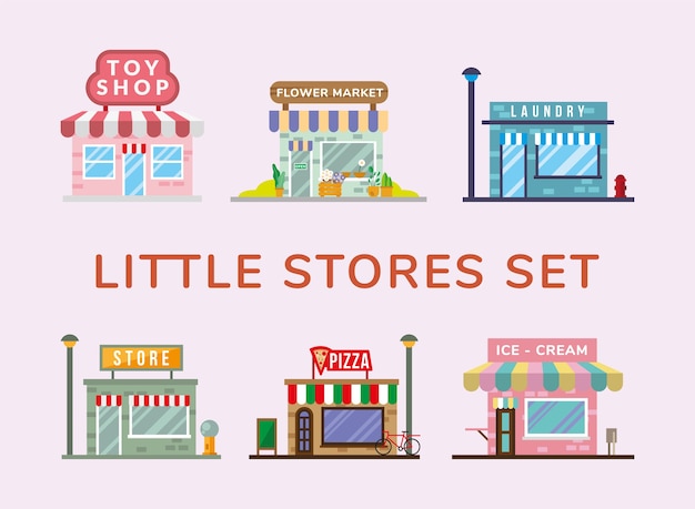 Group of little stores facades vector illustration design