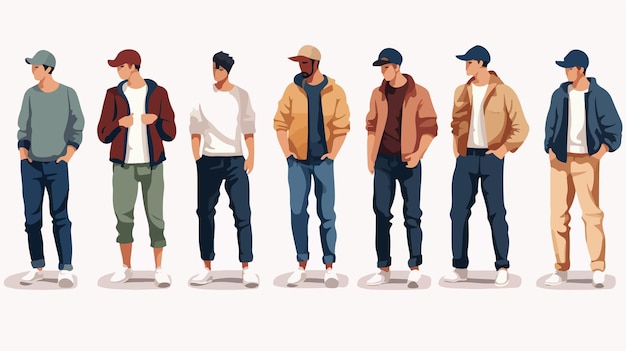 Vector a group of men with hats and jackets