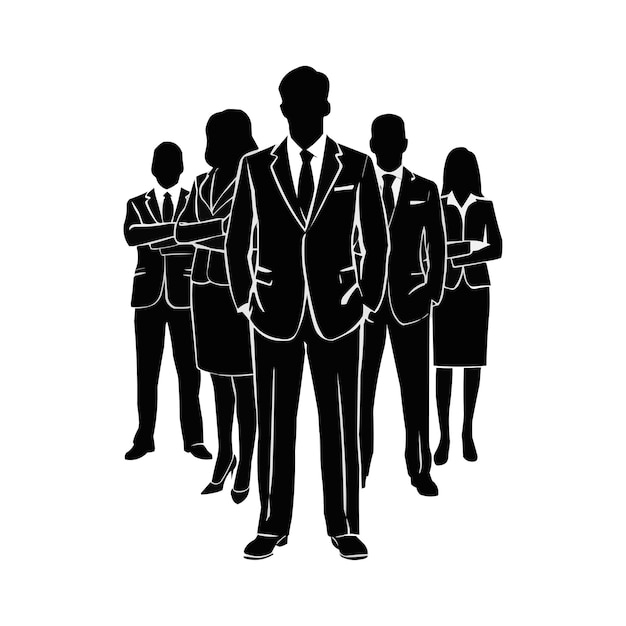 A group of people business men and woman silhouette