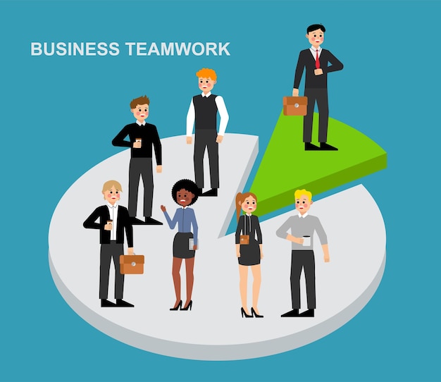 Group of people business people and business women working in office vector character design