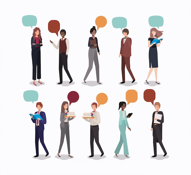 group of people business with speech bubble