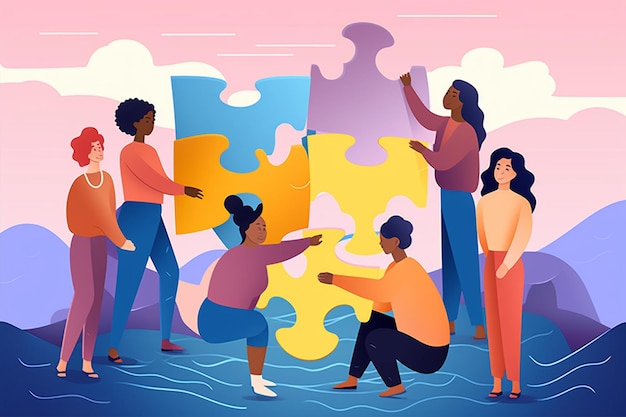 Group of People Holding Puzzle Pieces