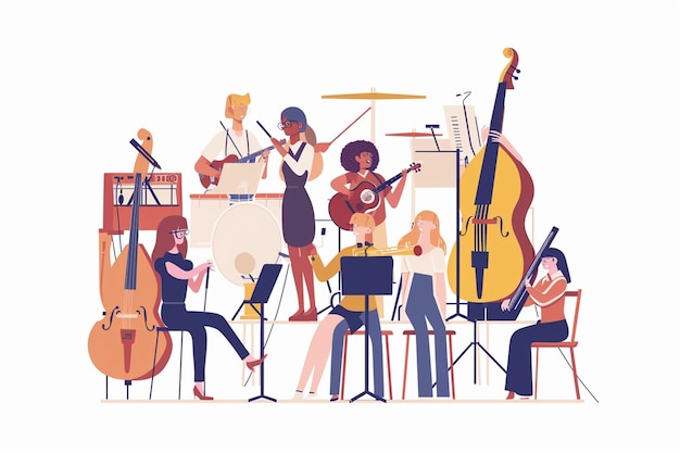 Vector group of people playing instruments