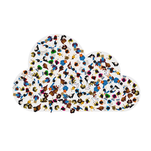 A group of people in a shape of cloud icon, isolated on white background . Vector illustration