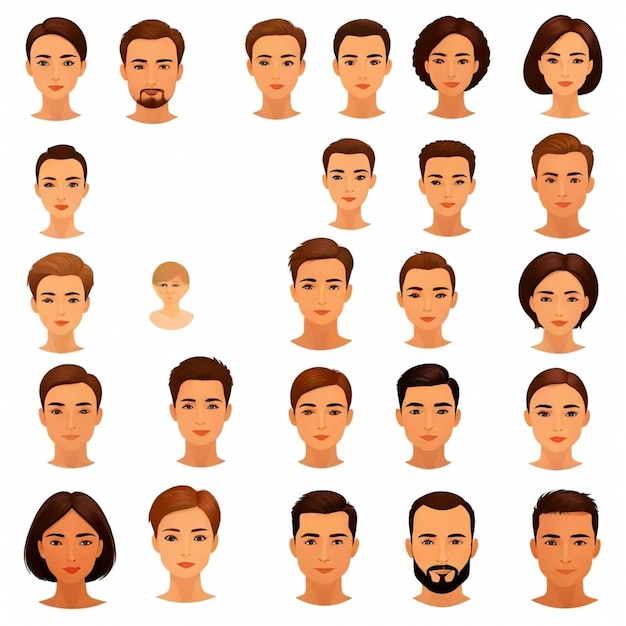 Vector a group of people with different facial expressions and a mans face