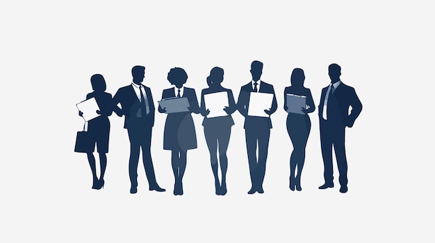 Vector a group of people with folders and folders with one holding a folder that says  business