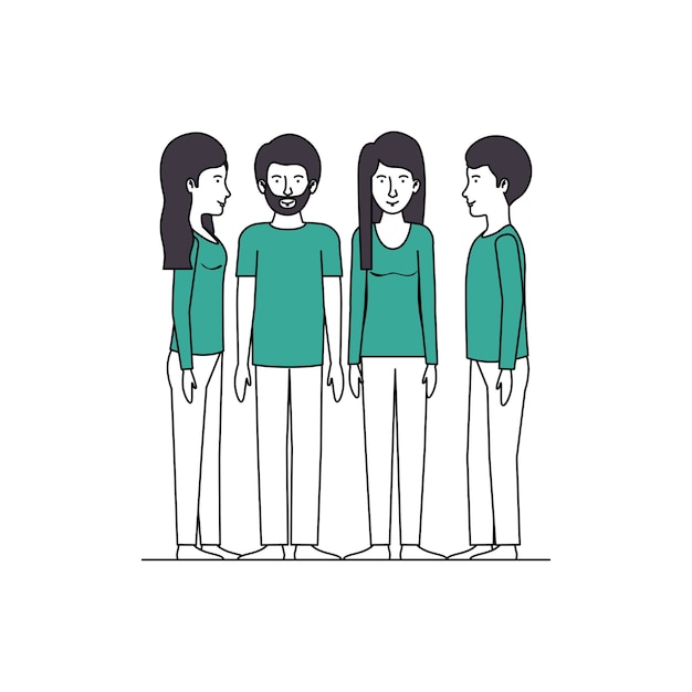 group of people with green clothes