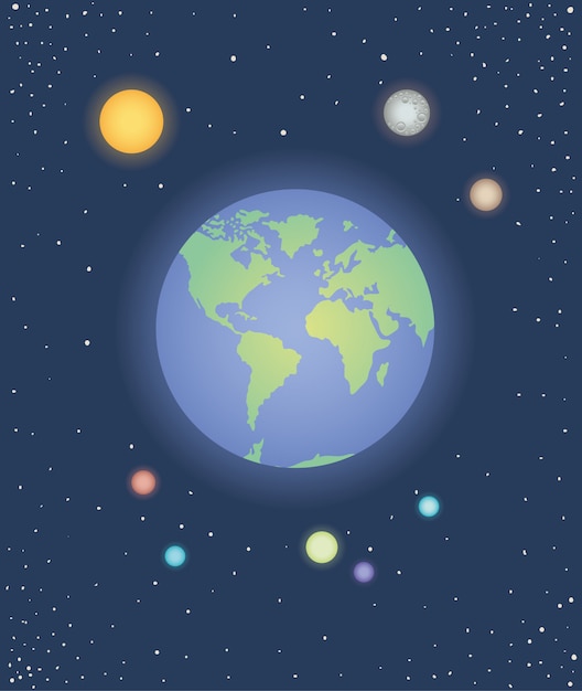 Group of planets spacial icons