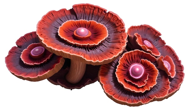 Vector group of red mushrooms with white spots