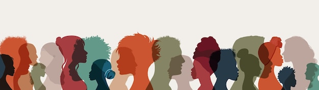 Group silhouette profile men women of diverse culture and different countriesPeople diversityEqual