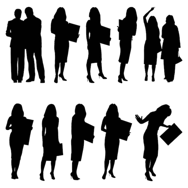 Group of Silhouettes Business Adult Person