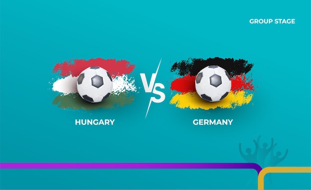 Group stage Germany and Hungary. Vector illustration of football 2020 matches