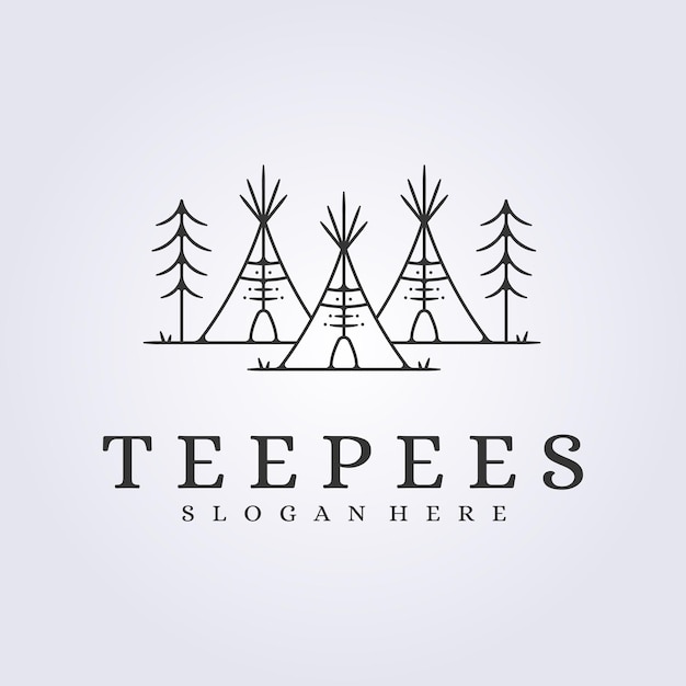 Vector group of teepees tent logo vector illustration design nature wild life indian ethnic