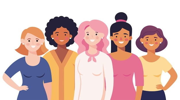 Vector a group of women of various ethnic backgrounds