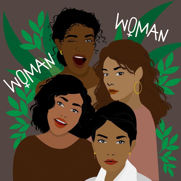 A group of women with the words " woman " on the bottom.