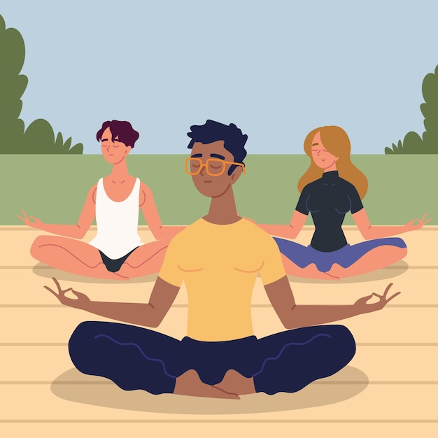 Group of young meditating