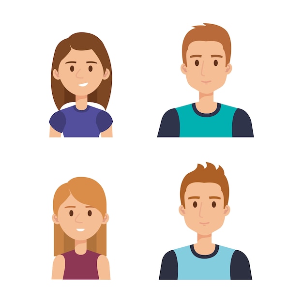 group of young people avatars vector illustration design