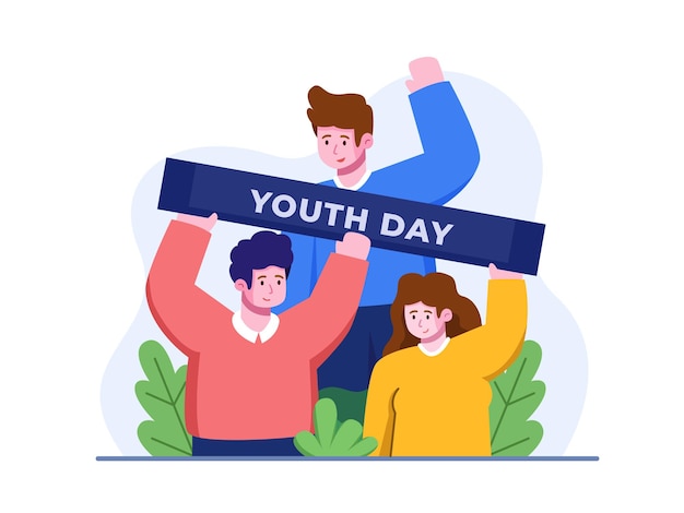 Group of Young People Celebrating World Youth Day