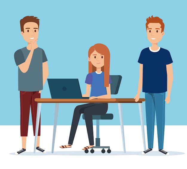 group of young people in the workplace avatars 