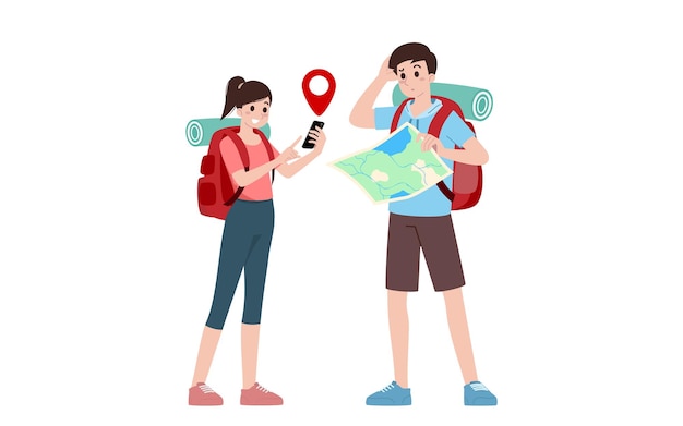 Group of young tourist characters Traveling tourists with travel backpack going on vacation trip after covid19 virus was diminish Vacation people isolated vector Summer character woman and man