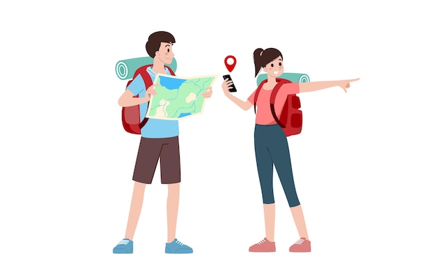 Group of young tourist characters Traveling tourists with travel backpack going on vacation trip after covid19 virus was diminish Vacation people isolated vector Summer character woman and man