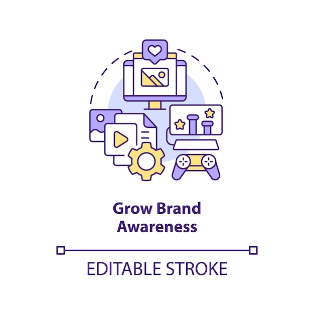 Grow brand awareness concept icon