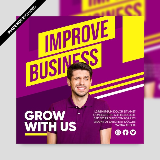 Grow business modern social media post template