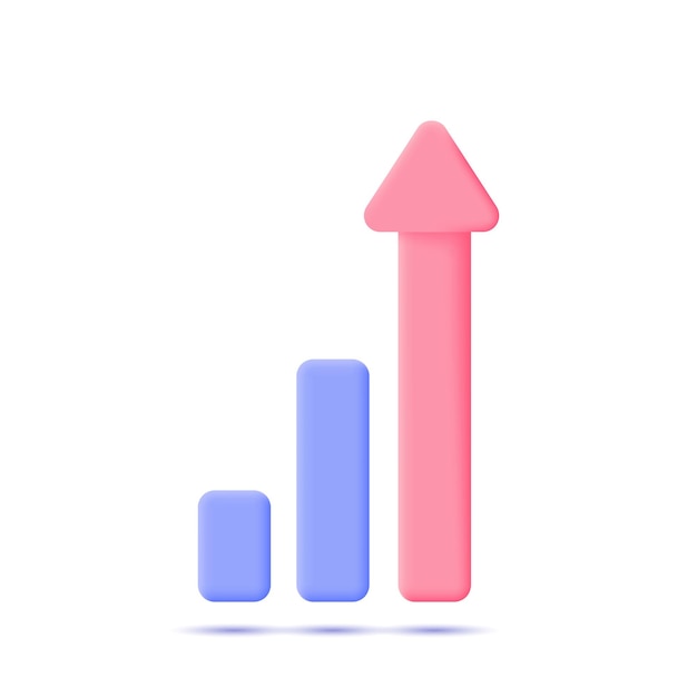 Grow chart graph of profit growth income investment Realistic 3d design In plastic cartoon style