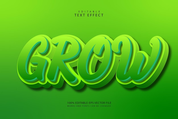 Grow editable text effect 3 dimension emboss modern style