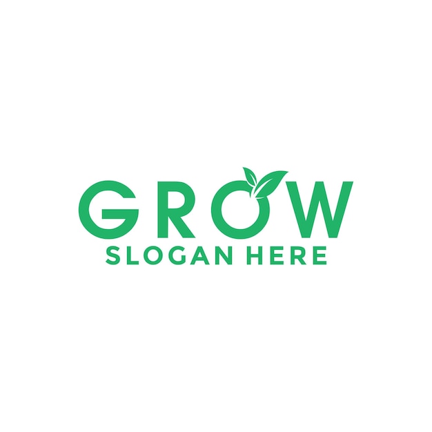 Grow logo design lettering vector template letter O with leaf logo vector