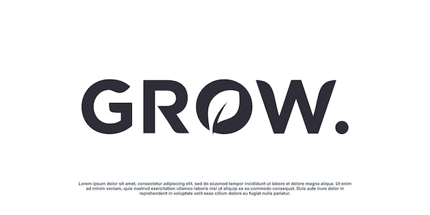 Grow logo design with creative leaf concept Premium Vector