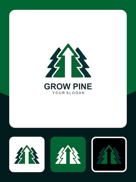 grow pine logo design and icons