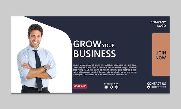 Vector grow your business and corporate web banner template