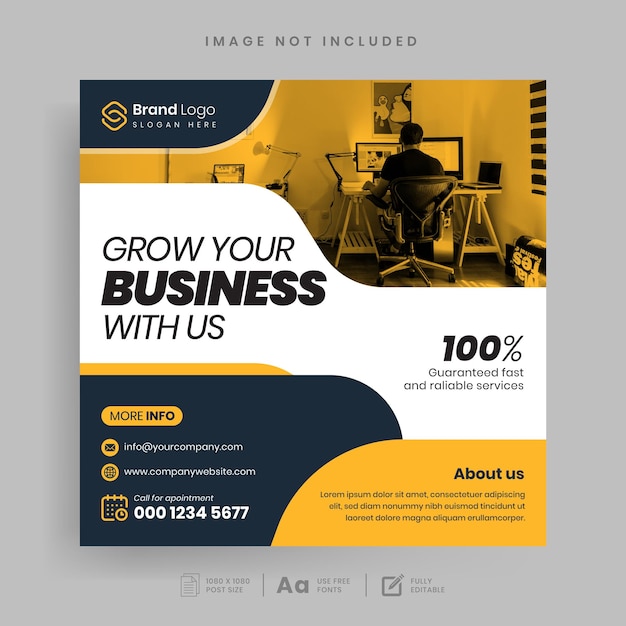 Grow your business social media post or web banner design template