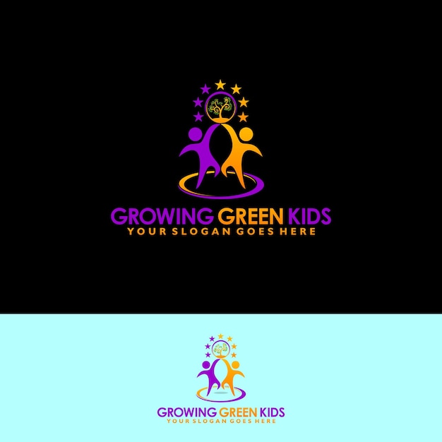 growing green kits logo design template