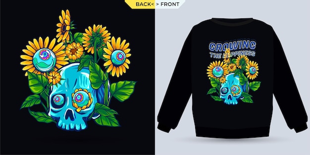 Growing Happiness in Sunflowers is shown with a Mock Up Shirt