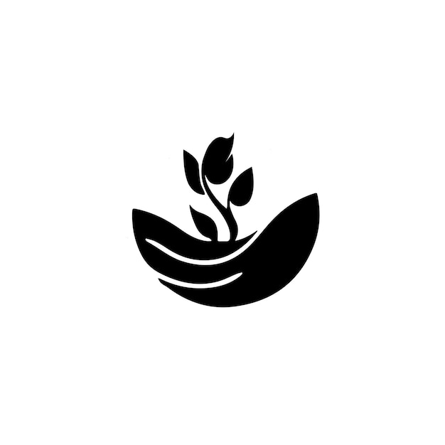 growing plant logo black color isolated background